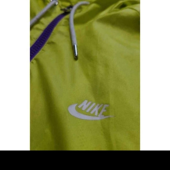 NIKE Windrunner Jacket Women's Large Hooded Purple Neon Yellow Colorblock Lined - Picture 2 of 8